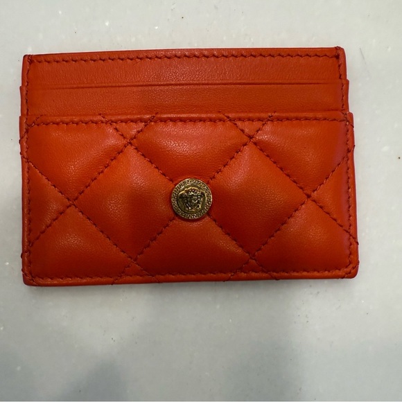 VERSACE Orange Quilted 100% Leather Card Case BRAND NEW - Picture 9 of 10